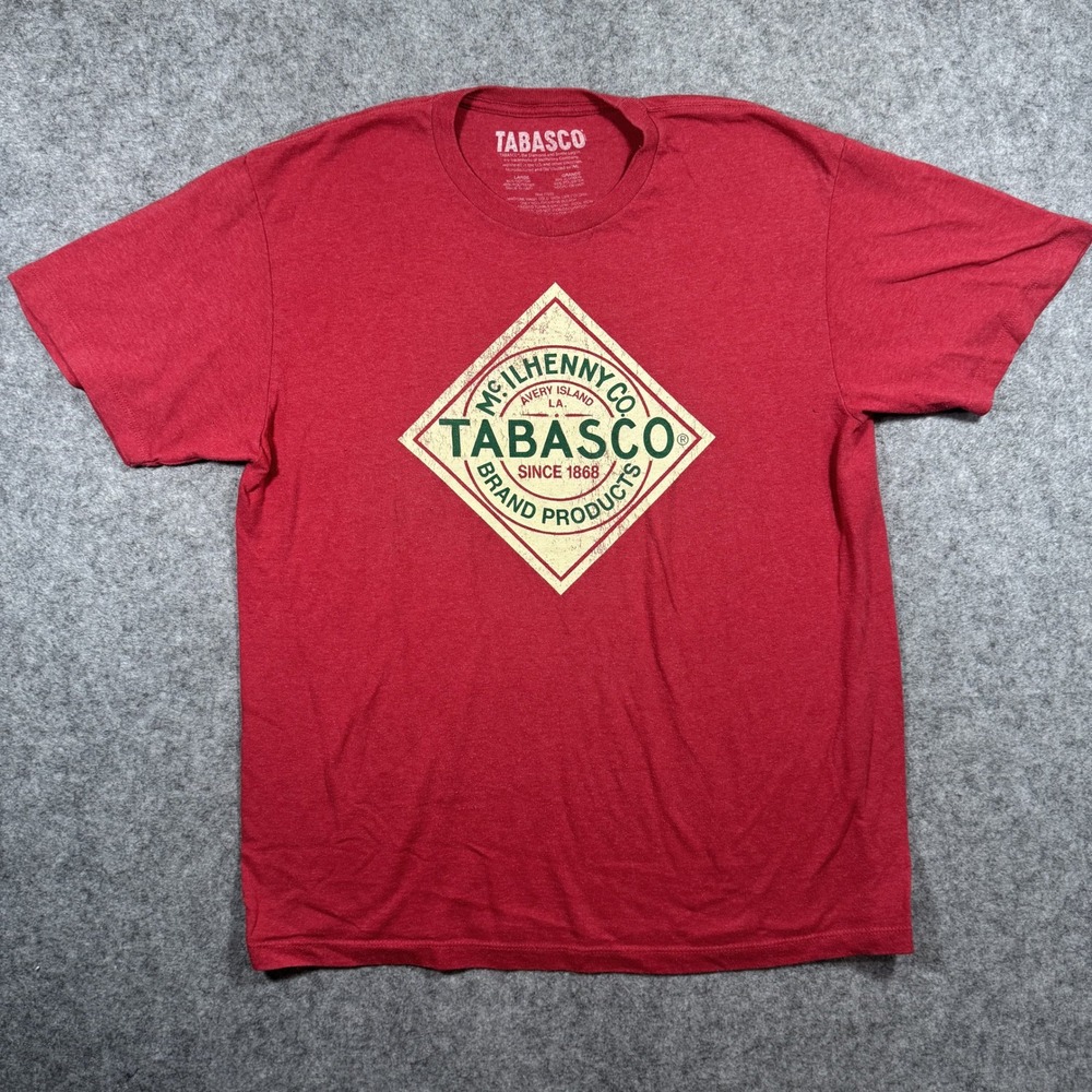 Tabasco McIlhenny Co Graphic T-Shirt Large Red Cotton Blend Logo Tee